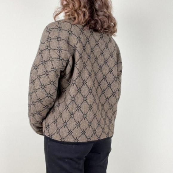 Icelandic Design Vintage Wool Floral Embroidered Olive Zip Front Jacket Size M - Picture 5 of 15